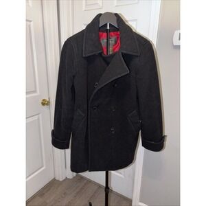 Vintage Fabio 100% Wool Med Dark Academia Retro Classic Black With Red Lining 90